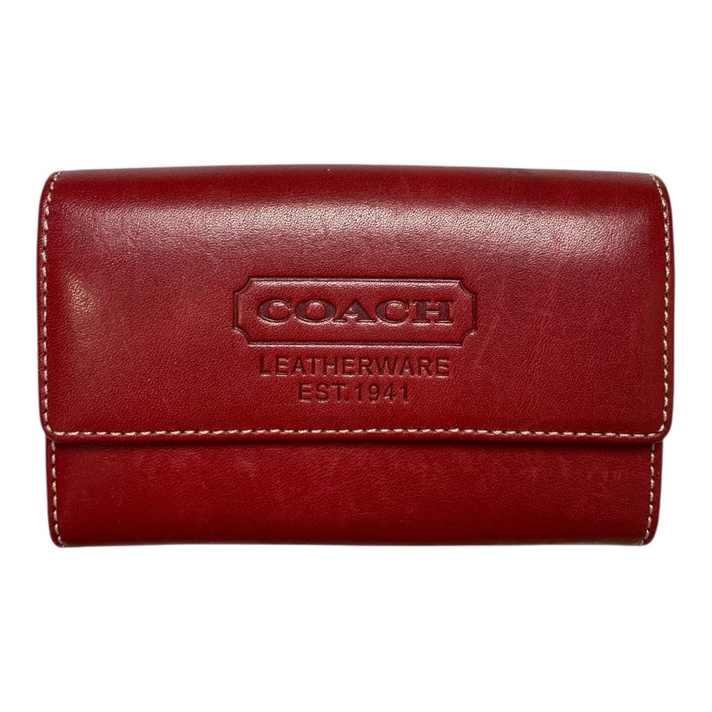 Coach Vintage Red Smooth Leather Small Bifold Wallet